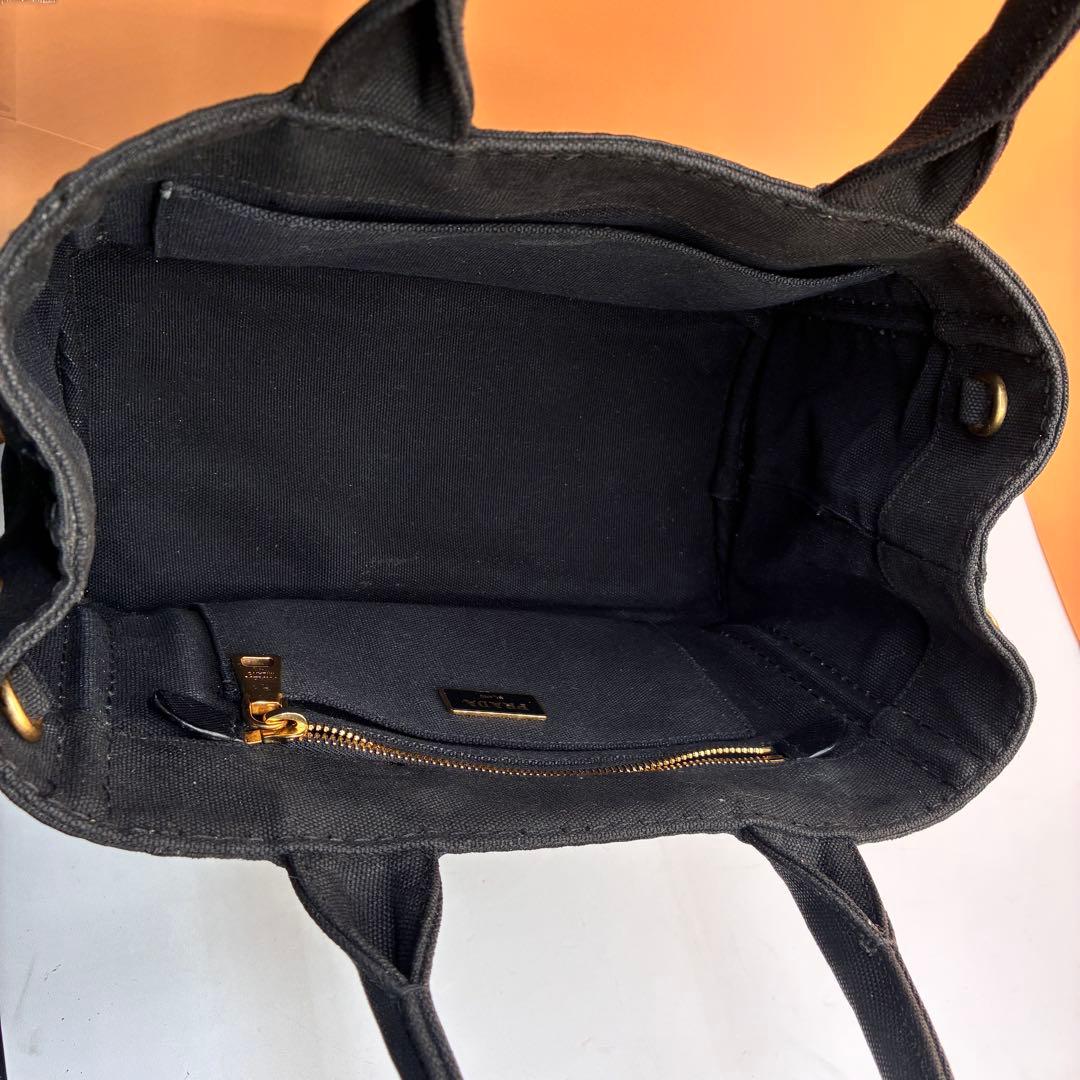 【美品✨】PRADA カナパ ミニ トートバッグ ハンドバッグ キャンバス 黒
