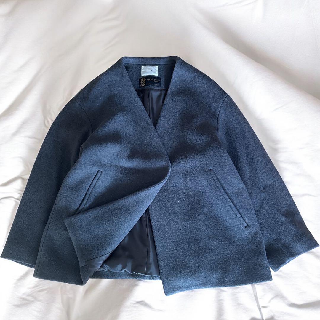 ✨近年モデル✨イエナ IENA マンテコ ノーカラーショートコート グレー 人気