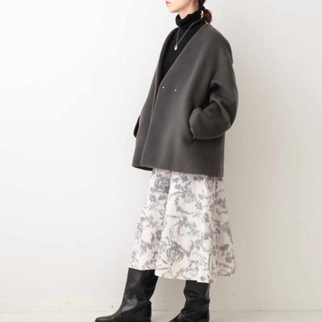 ✨近年モデル✨イエナ IENA マンテコ ノーカラーショートコート グレー 人気