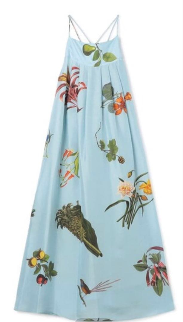 CABaN BIRD SINGING シルク ロングワンピース