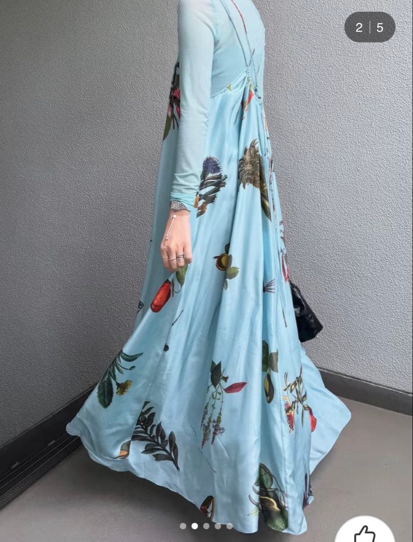 CABaN BIRD SINGING シルク ロングワンピース