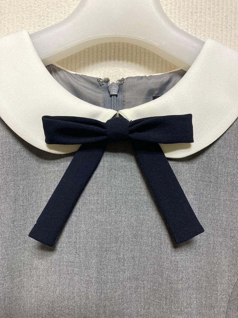 ポンポネット M/150 紺 グレー 受験 卒服 フォーマル ワンピーススーツ