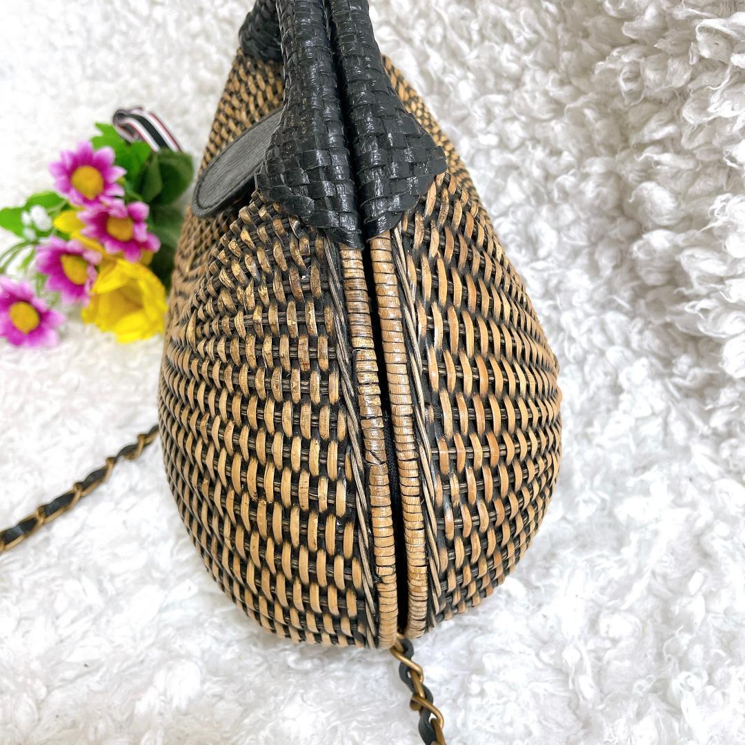 未使用級⭐️アレックスアテンペ カゴバッグ ブラック 2way ラタン S