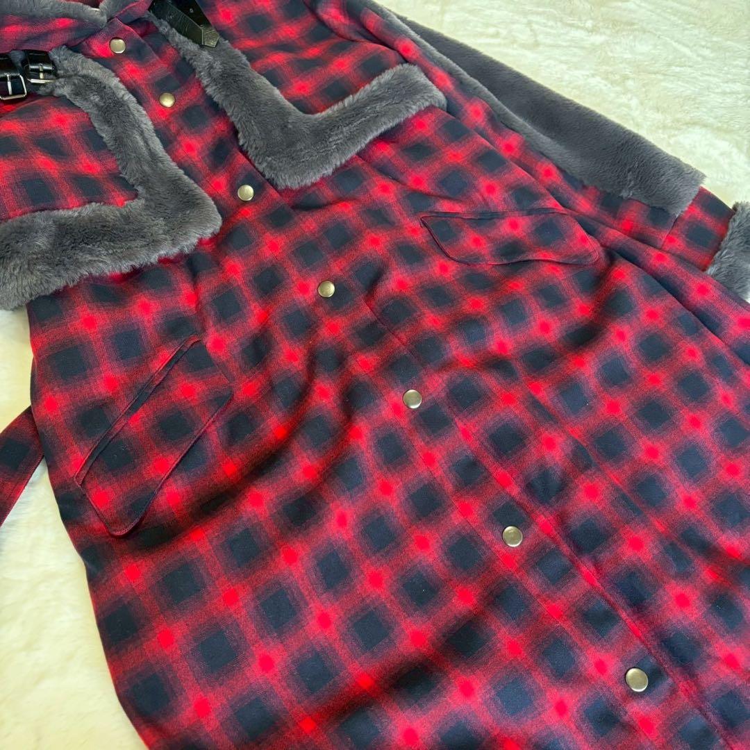【タグ付き】Mia Asterism ファー付きチェックコート