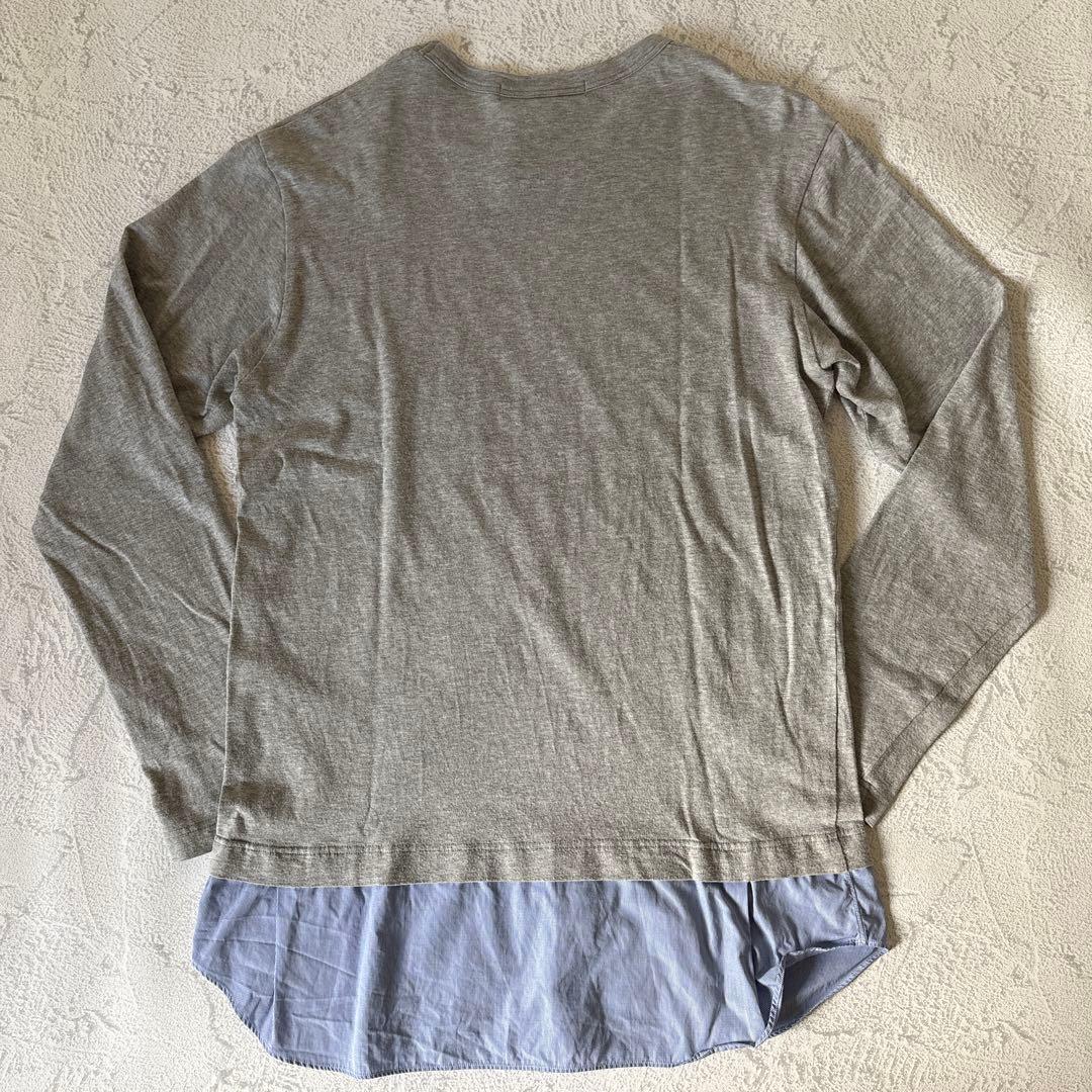 Lサイズ：コムデギャルソンシャツ ドッキング カットソー グレー/ライトブルー