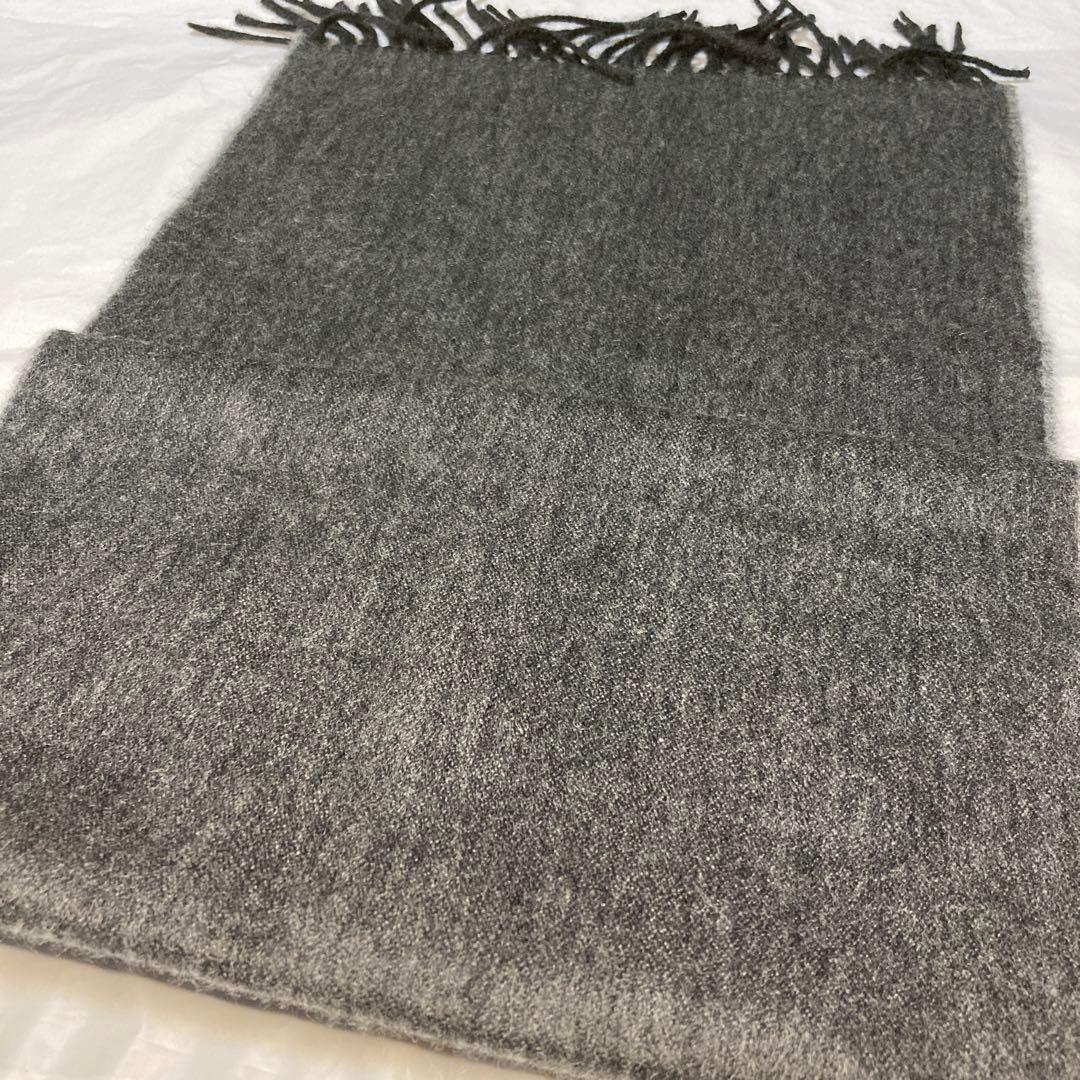 美品 ベグアンドコー カシミヤ100％ 中判マフラー リバーシブル グレー