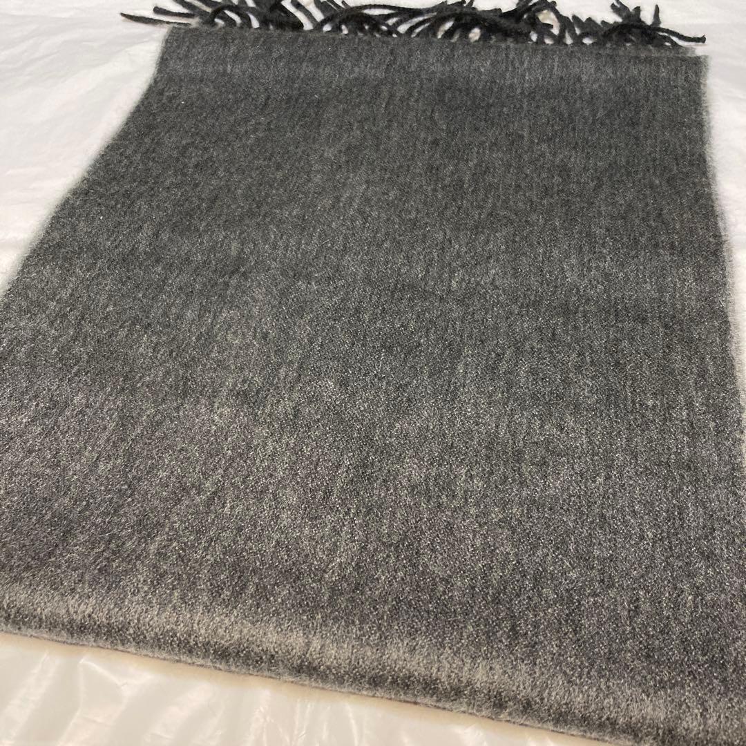 美品 ベグアンドコー カシミヤ100％ 中判マフラー リバーシブル グレー