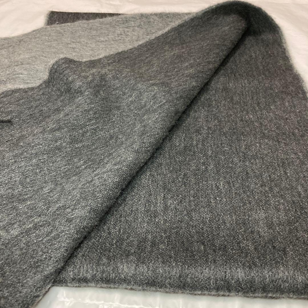 美品 ベグアンドコー カシミヤ100％ 中判マフラー リバーシブル グレー