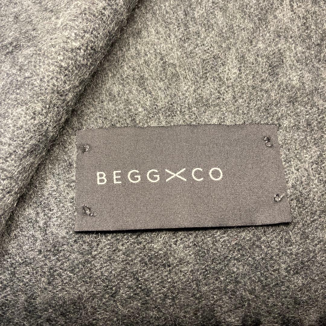 美品 ベグアンドコー カシミヤ100％ 中判マフラー リバーシブル グレー