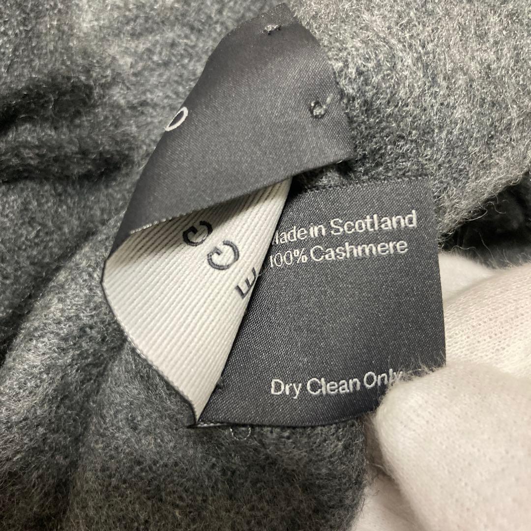 美品 ベグアンドコー カシミヤ100％ 中判マフラー リバーシブル グレー