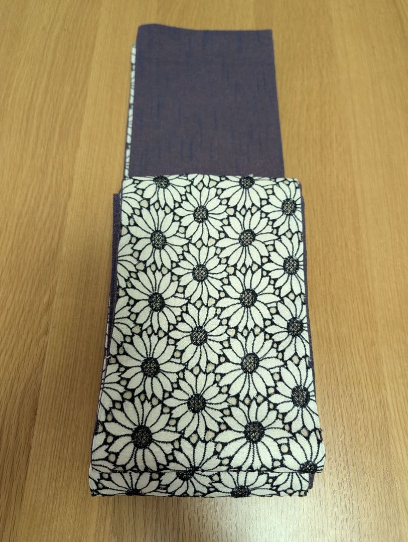【美品】キモノモダン マーガレット柄レース 半幅帯 リバーシブル
