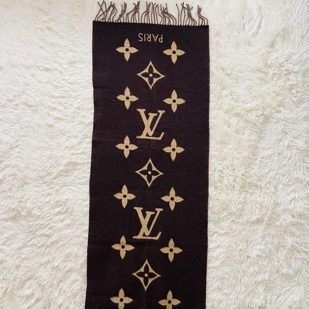 ルイヴィトン レイキャビック M71040 マフラー ブラウン　ベージュ　カシ