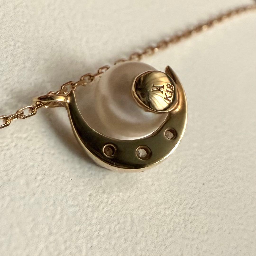 ヴァンドーム青山 K18 アコヤ パール ダイヤモンド ネックレス 三日月 真珠