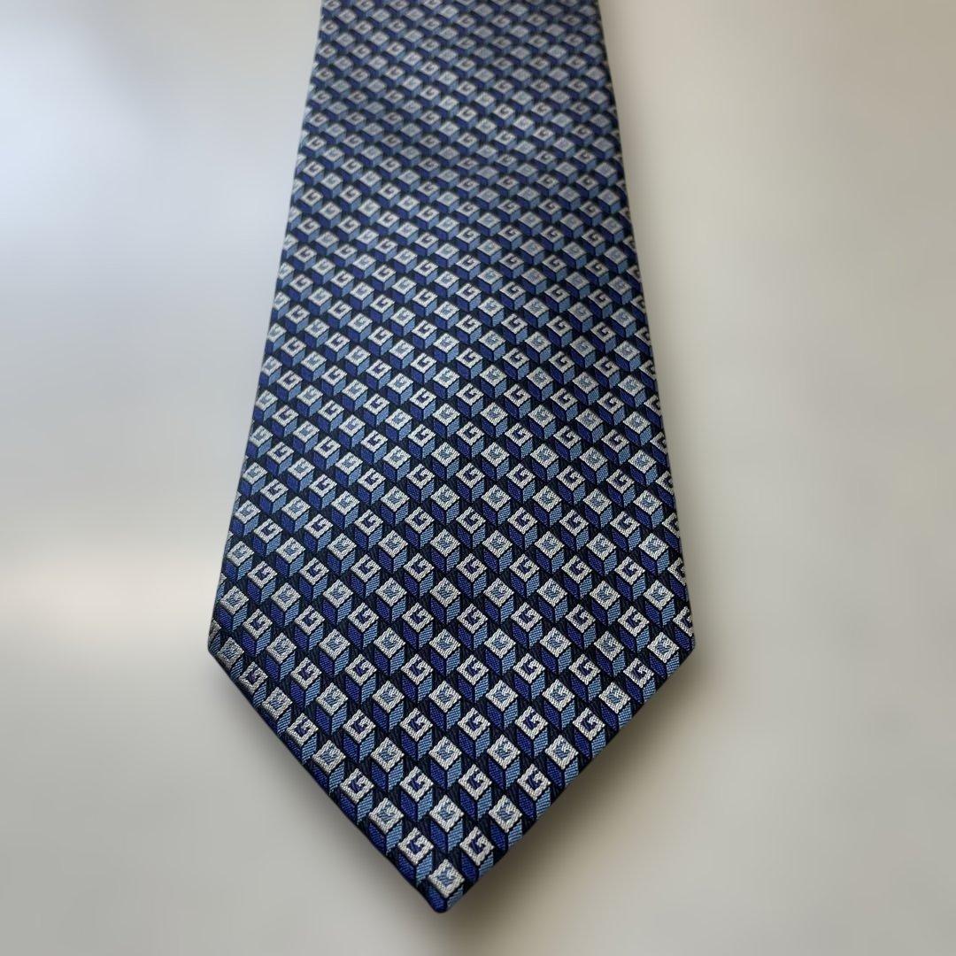 【GUCCI】グッチG柄ネクタイ 蜂 現行タグ 黒/青