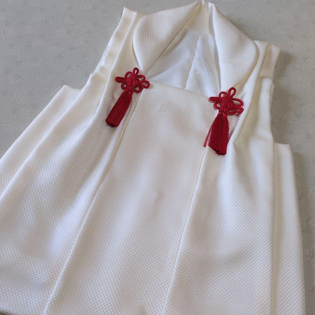 七五三３歳正絹手縫いの被布（中綿無し）オフホワイト（小さな格子柄）