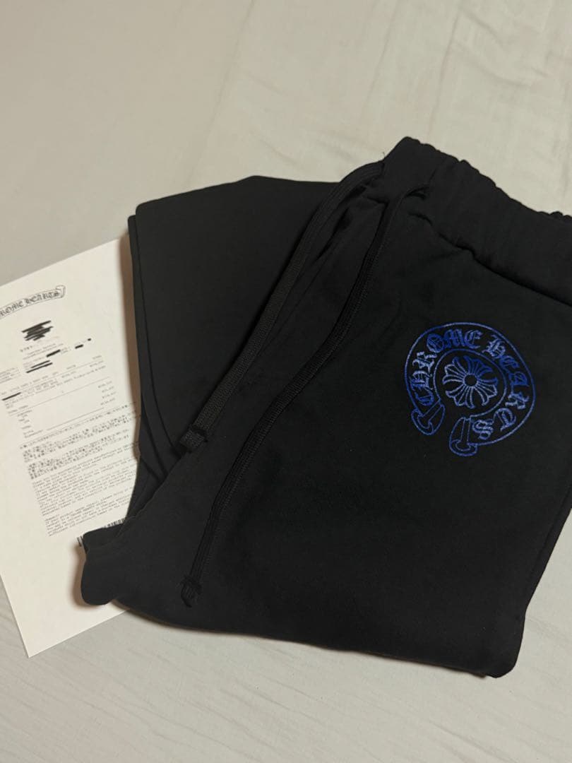 新品　クロムハーツ　ホースシュー　ロゴ　スウェットパンツ ブラック ブルー