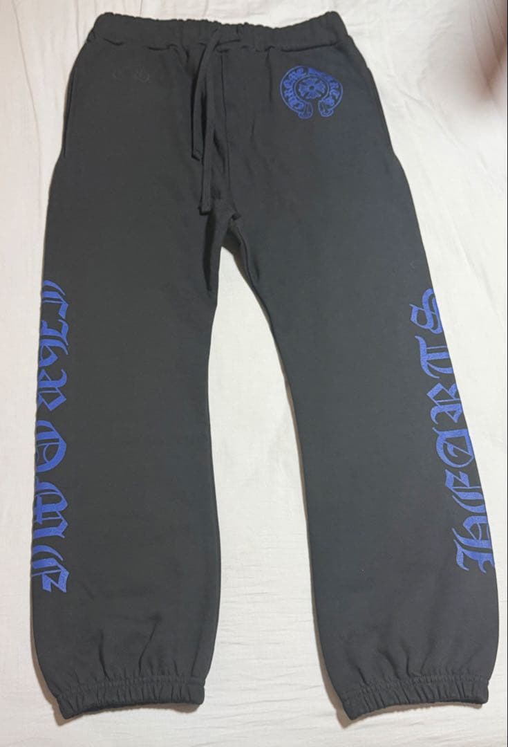 新品　クロムハーツ　ホースシュー　ロゴ　スウェットパンツ ブラック ブルー