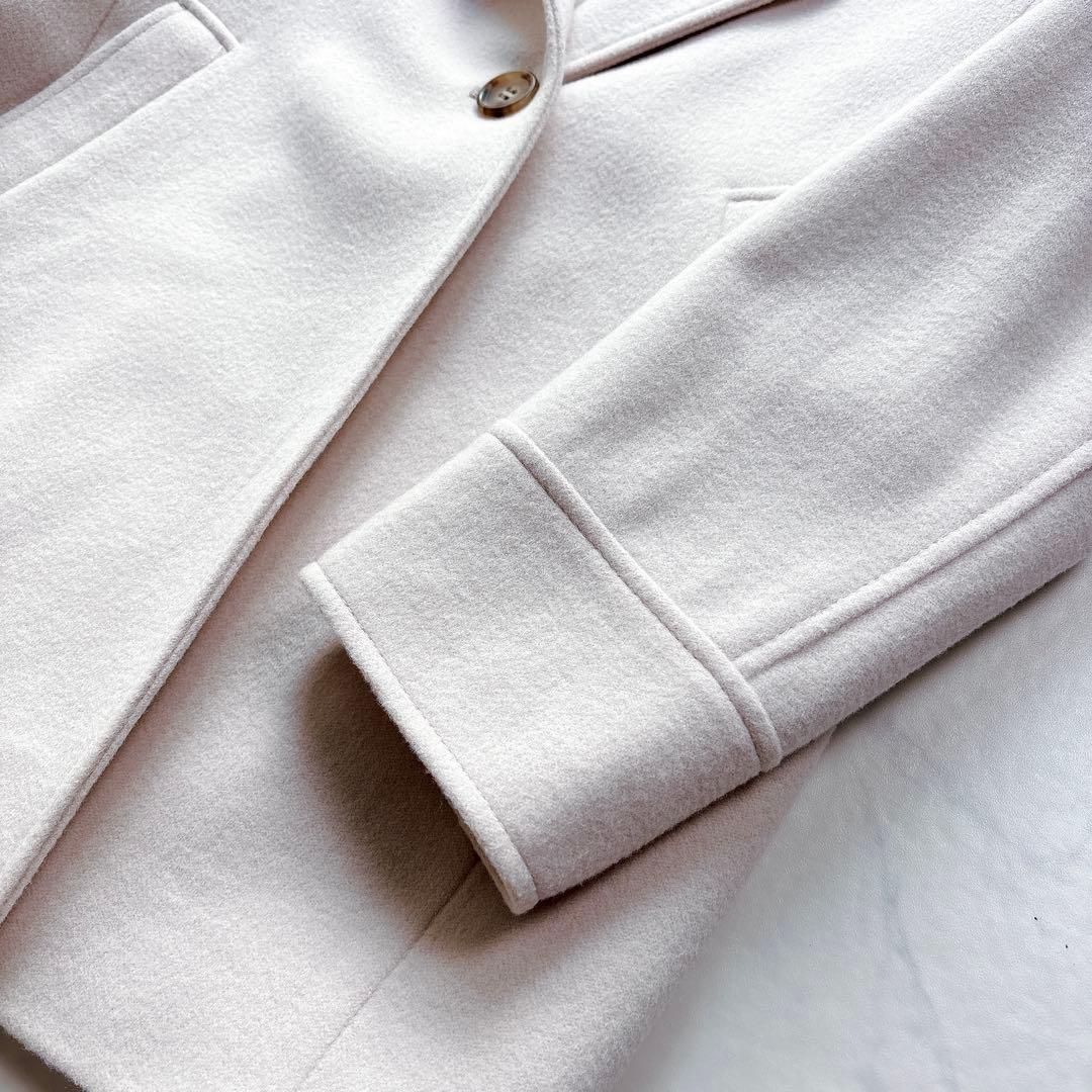 【23区】定価5.9万　ウールカシミヤビーバー　フード付きショートコート　36