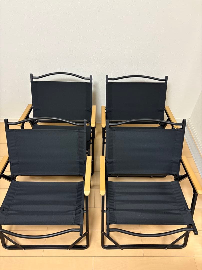 ハイランダー　アルミデッキチェア　ブラック　4脚セット