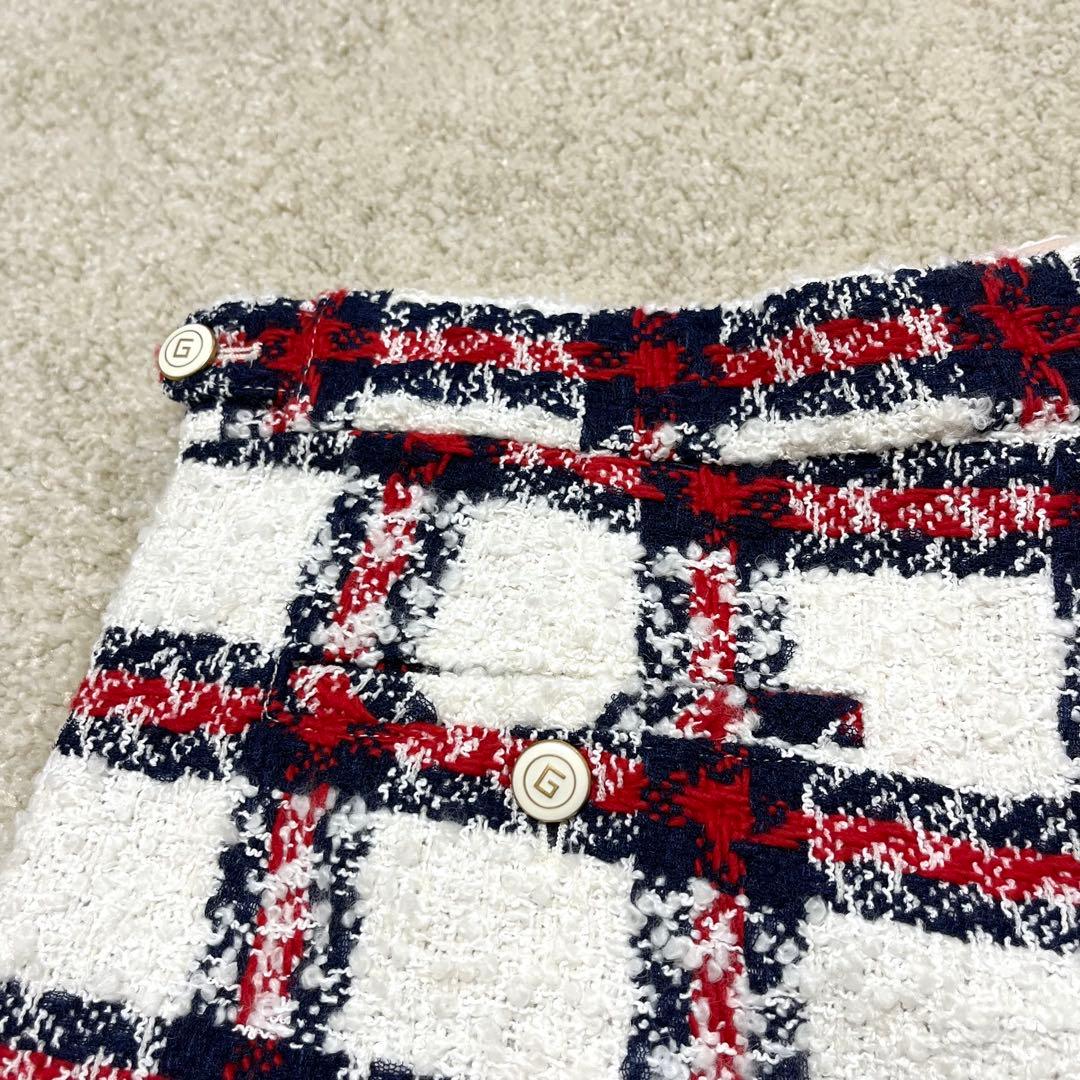 新品 GUCCI ショートパンツ ハイウエスト ツイード チェック 42 GG