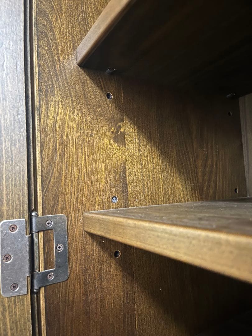 木製食器棚 ガラス扉付き ブラウン