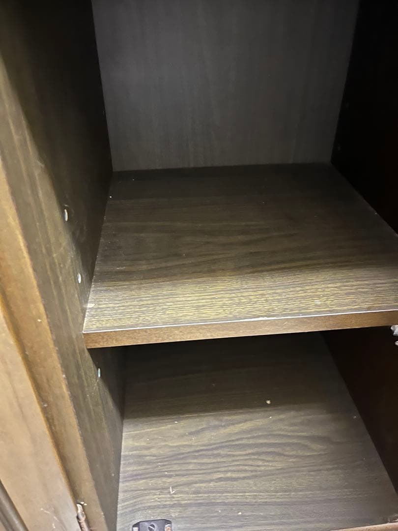 木製食器棚 ガラス扉付き ブラウン