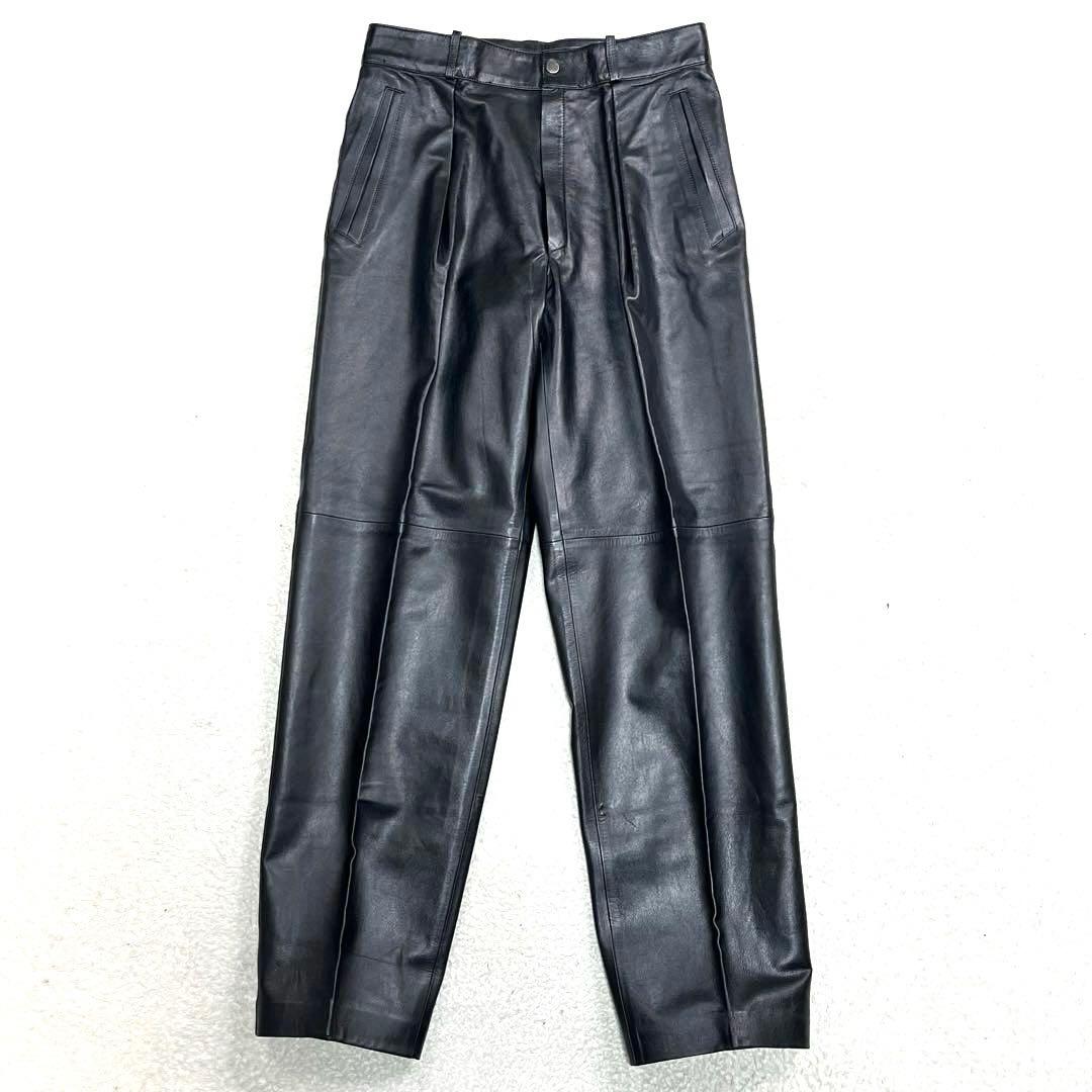VINTAGE レザーパンツ　スラックス　テーパードパンツ　ブラック　メンズ