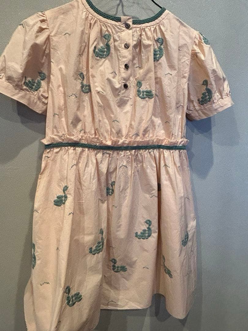 ミナペルホネン　lake bird 半袖ワンピース ピンク 110cm