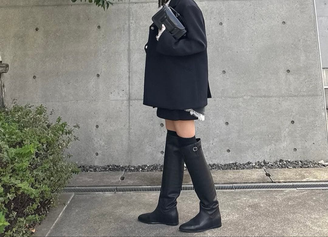 完売⭐︎Spick and SpanメルトンAラインミニスカート 黒36