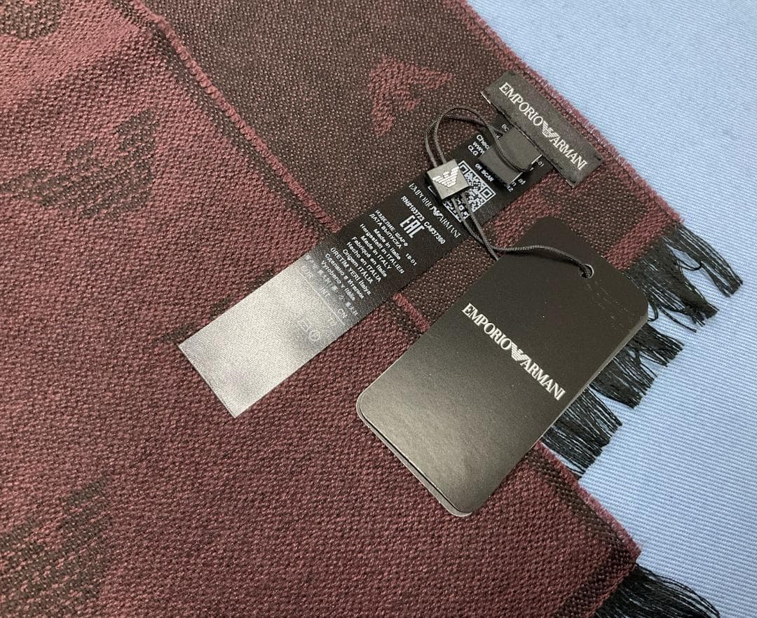 純正ケース付き　新品　エンポリオ アルマーニ　マフラー　625056ワインレッド