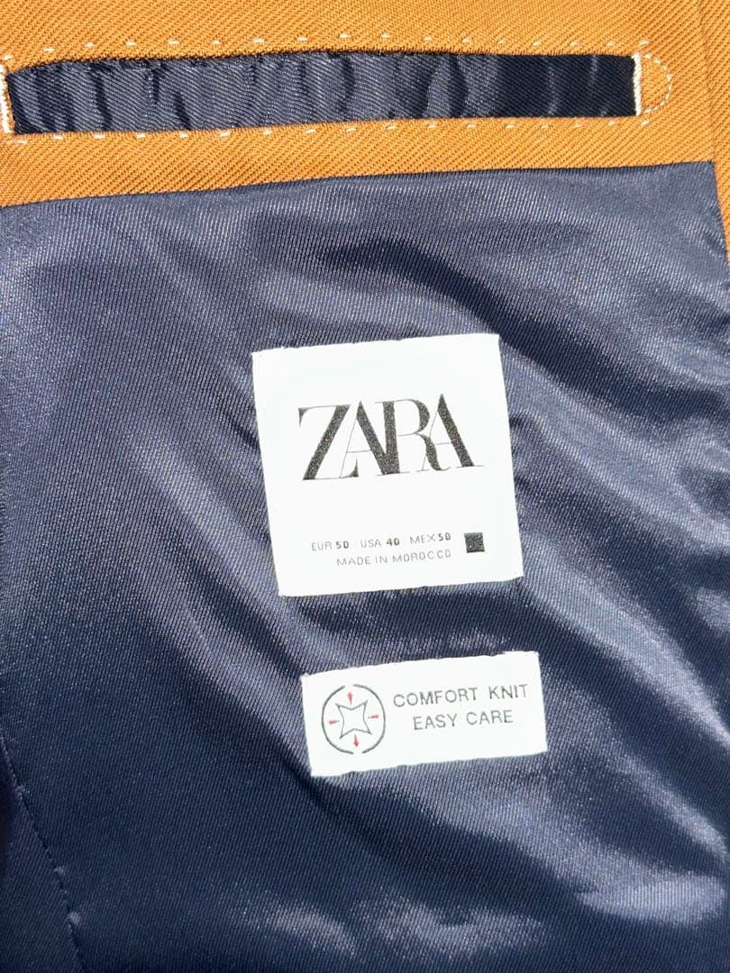 ZARA ダブルブレスト セットアップ キャメル ストレッチ素材