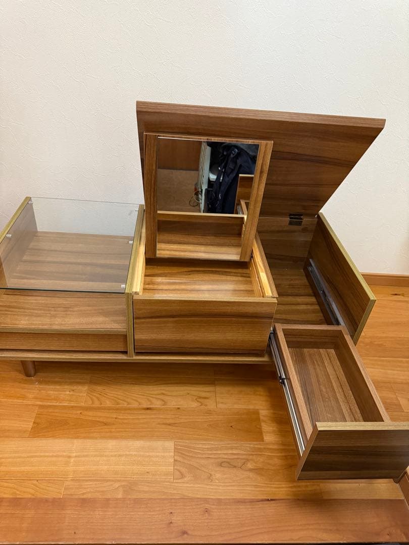 LOWYA 鏡台 ウッド調 ローテーブル ドレッサー 送料無料