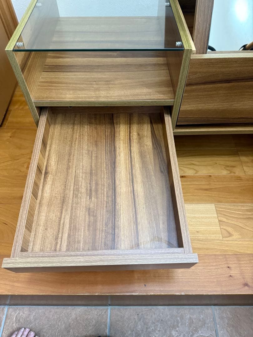 LOWYA 鏡台 ウッド調 ローテーブル ドレッサー 送料無料