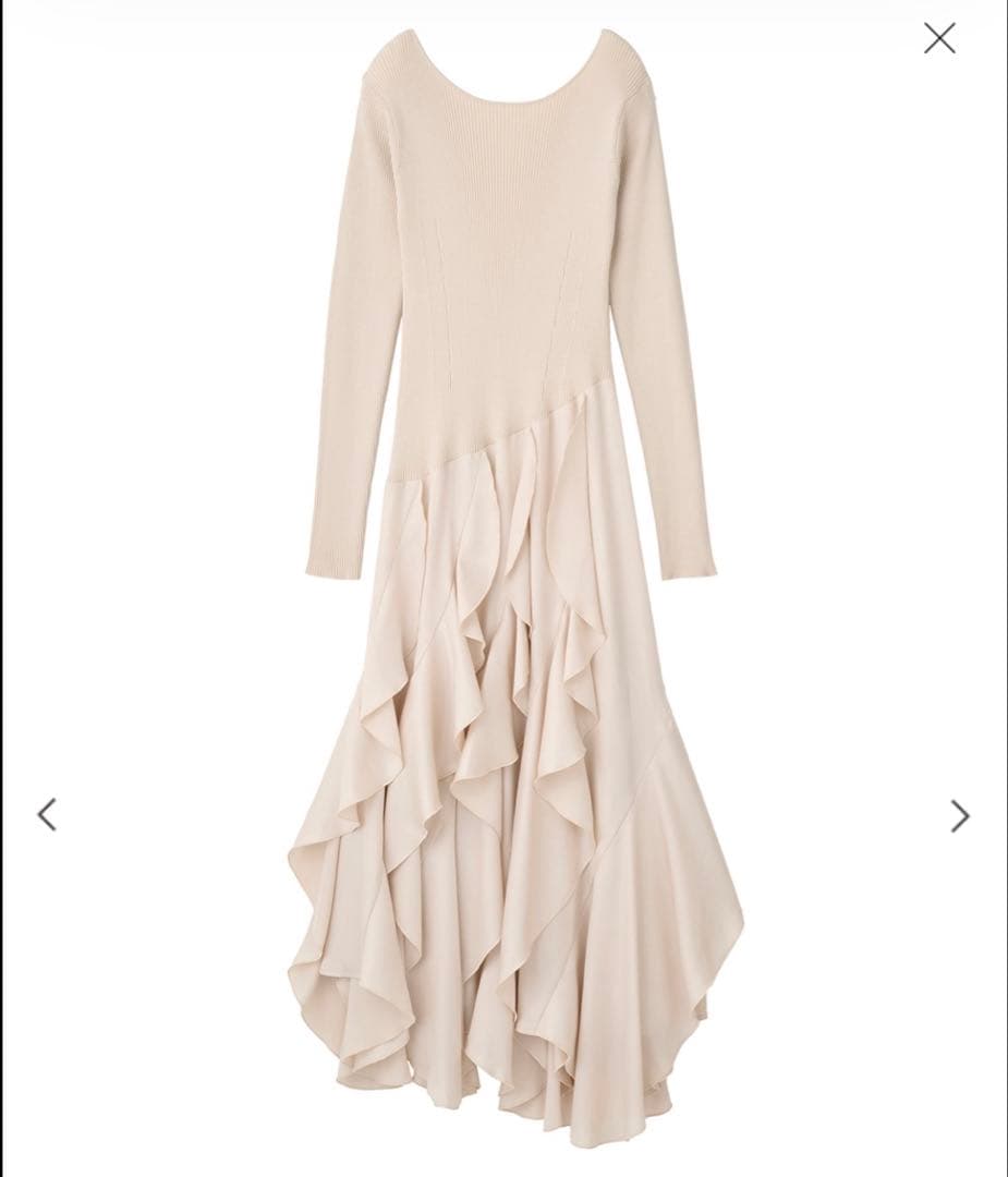 Aimeine エメイン　バックオープンフリルドッキングワンピース アイボリー