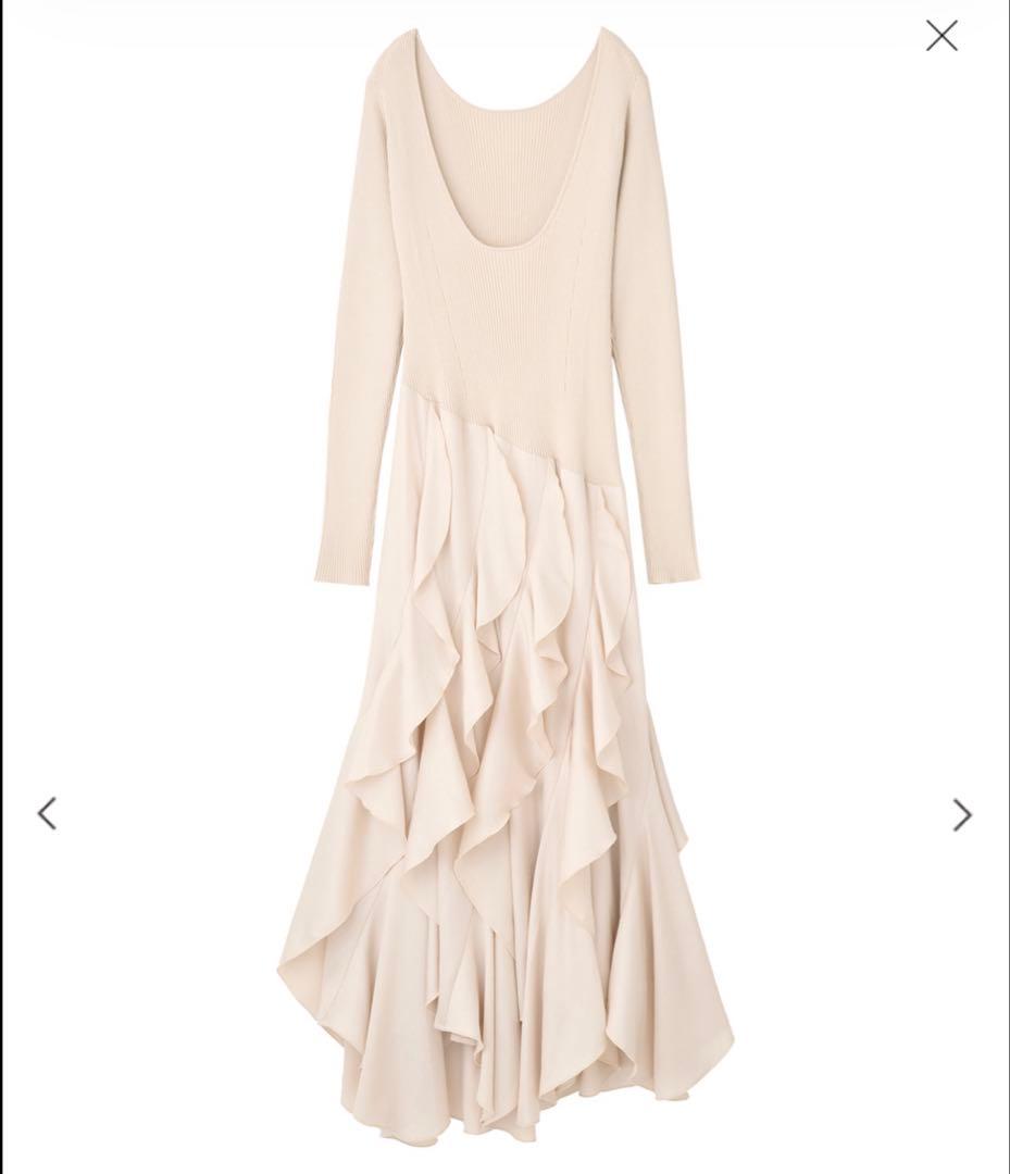 Aimeine エメイン　バックオープンフリルドッキングワンピース アイボリー