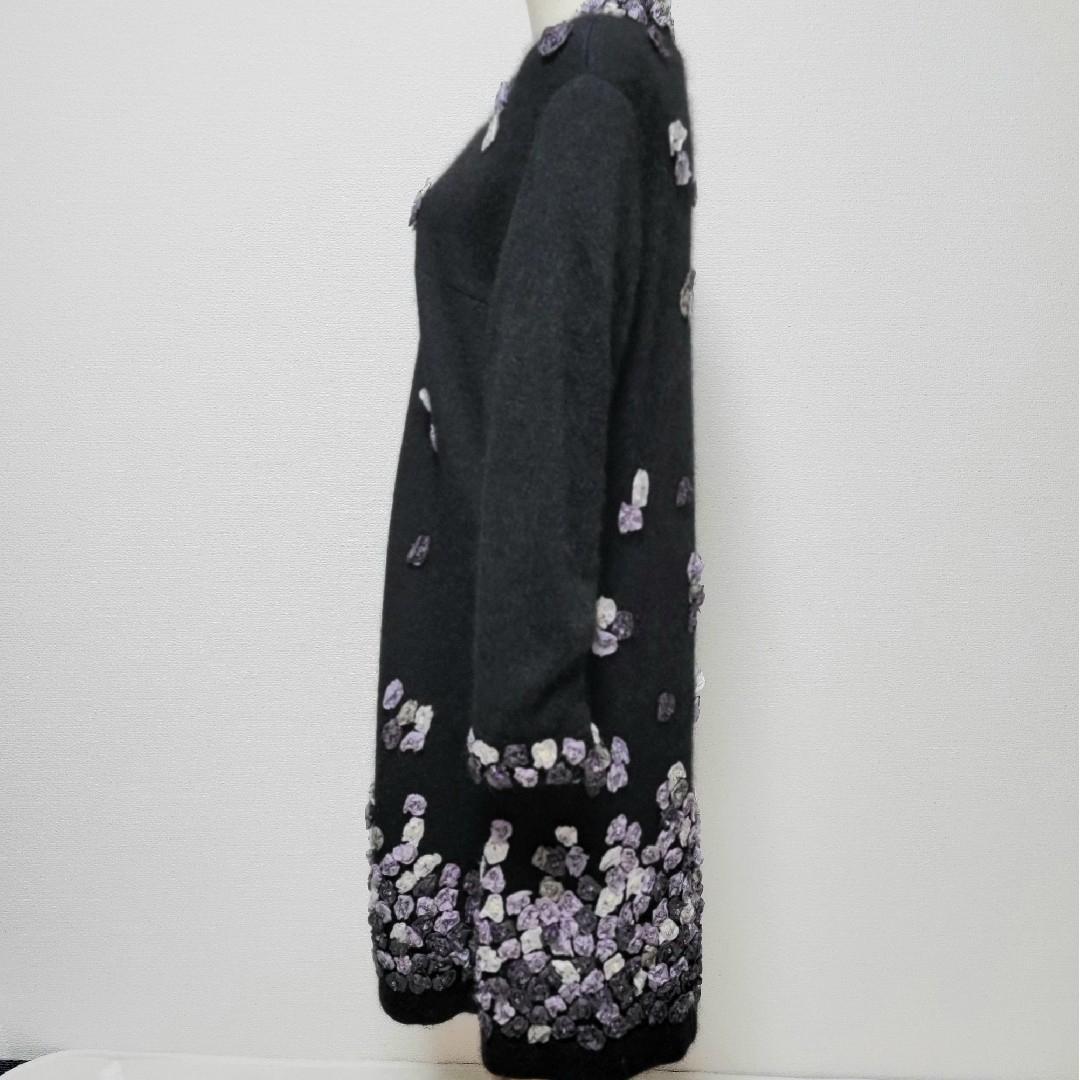 ATELIER SAGAN アトリエサガン ノーカラー コート 黒 刺繍