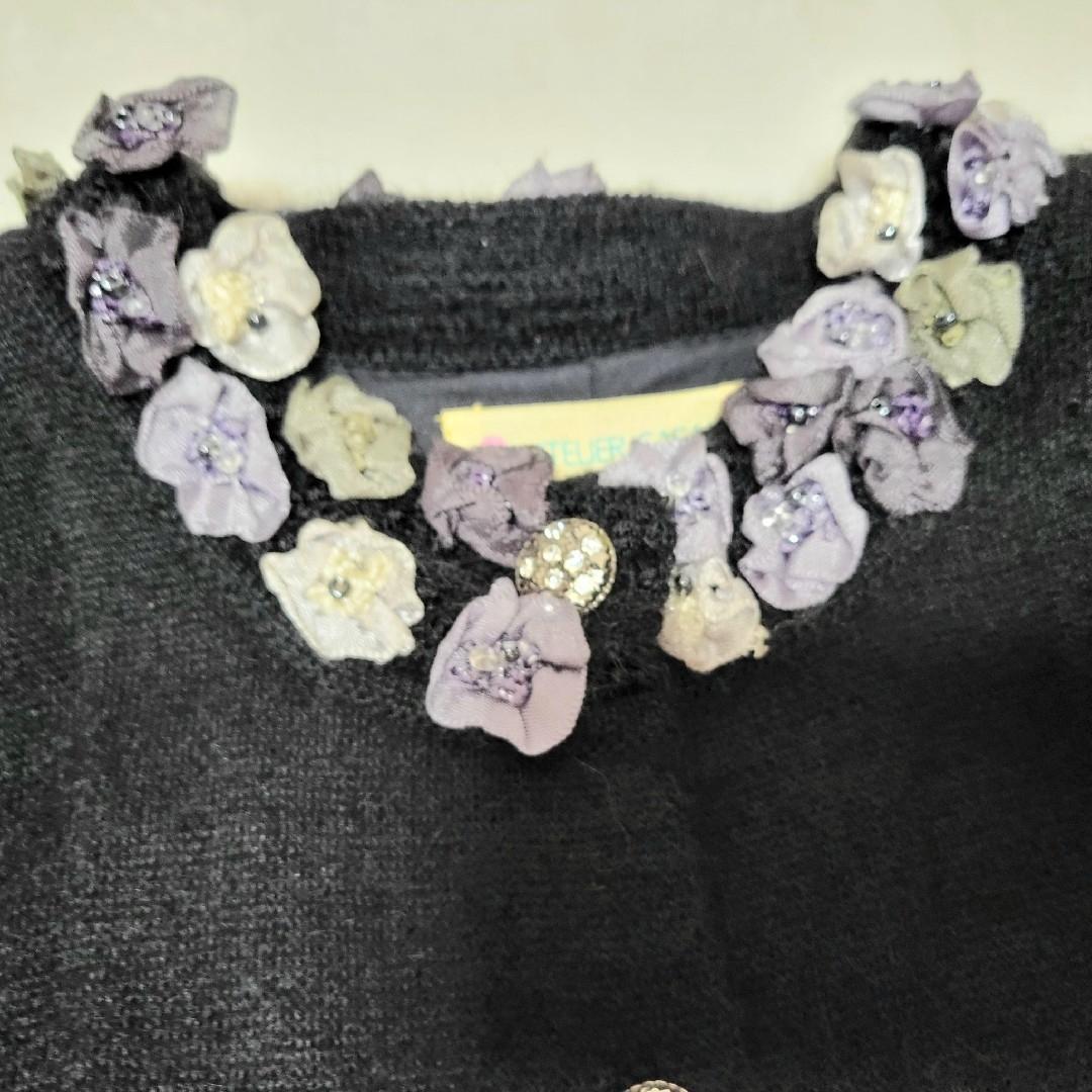 ATELIER SAGAN アトリエサガン ノーカラー コート 黒 刺繍