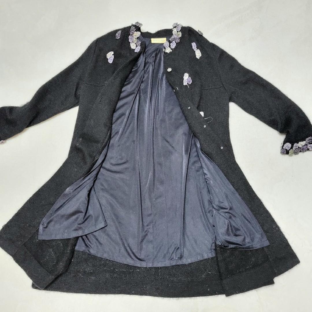 ATELIER SAGAN アトリエサガン ノーカラー コート 黒 刺繍