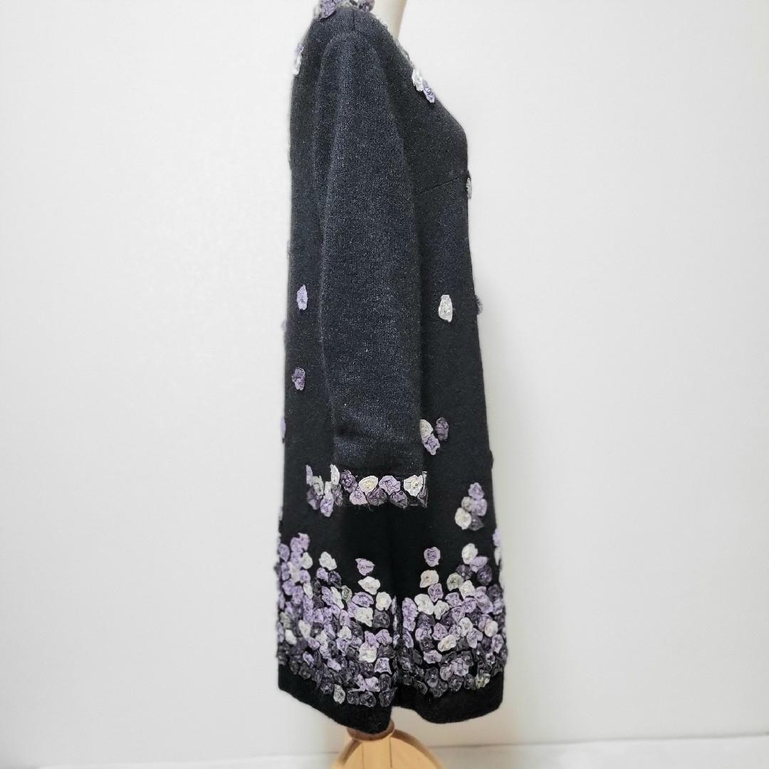 ATELIER SAGAN アトリエサガン ノーカラー コート 黒 刺繍