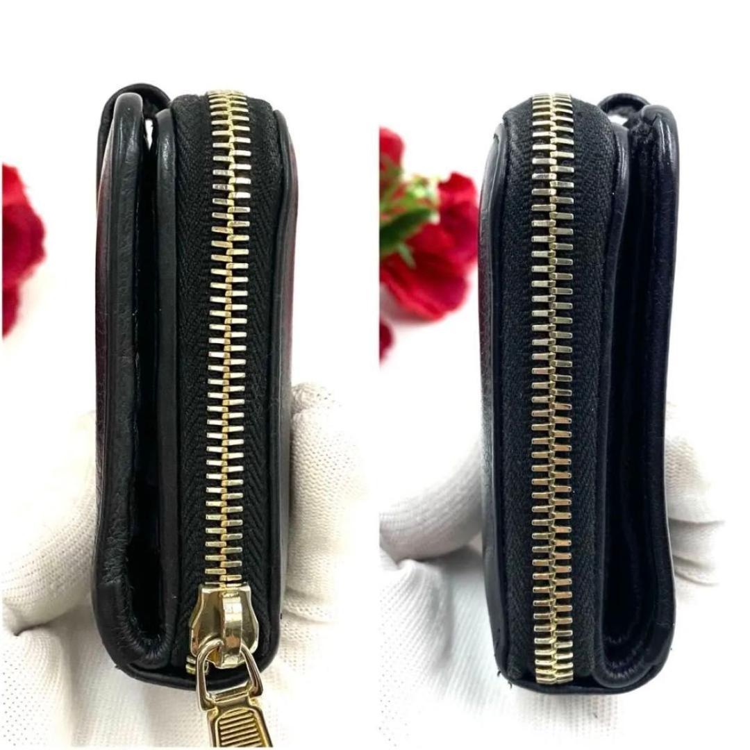 サンローラン◎二つ折り 財布 コンパクトジップ ラウンドファスナー ブラック 黒