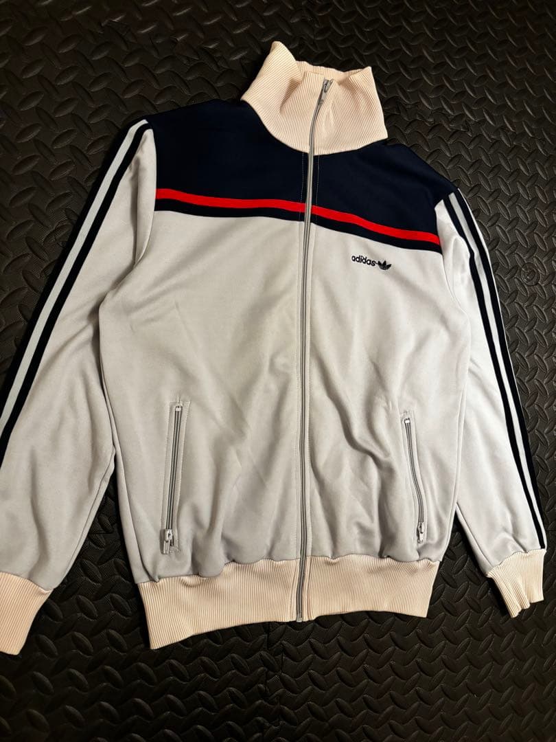 あのちゃん同型同色／80s アディダス ジャージ トラックジャケット灰紺赤