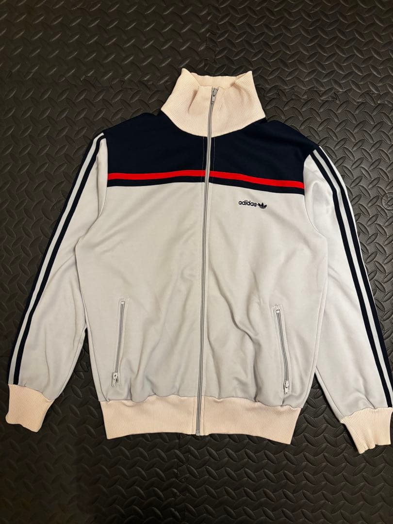 あのちゃん同型同色／80s アディダス ジャージ トラックジャケット灰紺赤
