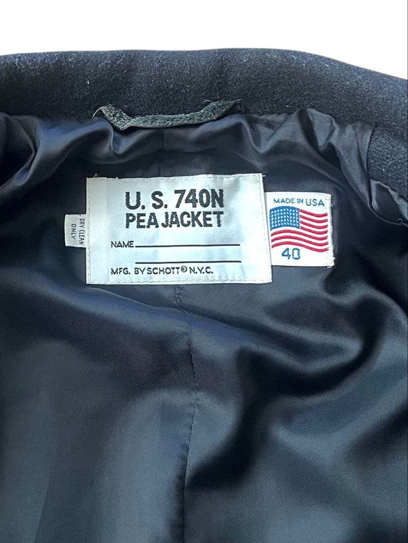 ▪️us製SCHOTTショット740Nピーコート40 黒ブラック