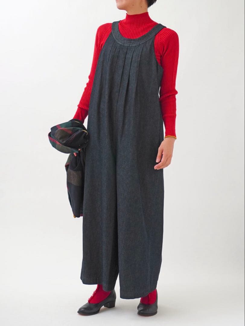 美品　パラスパレス　ムラ糸ダンガリー　オールインワン　サロペット　インディゴ