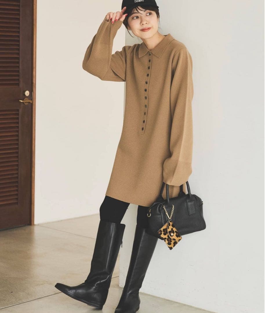 ポロシャツチュニックニットワンピ