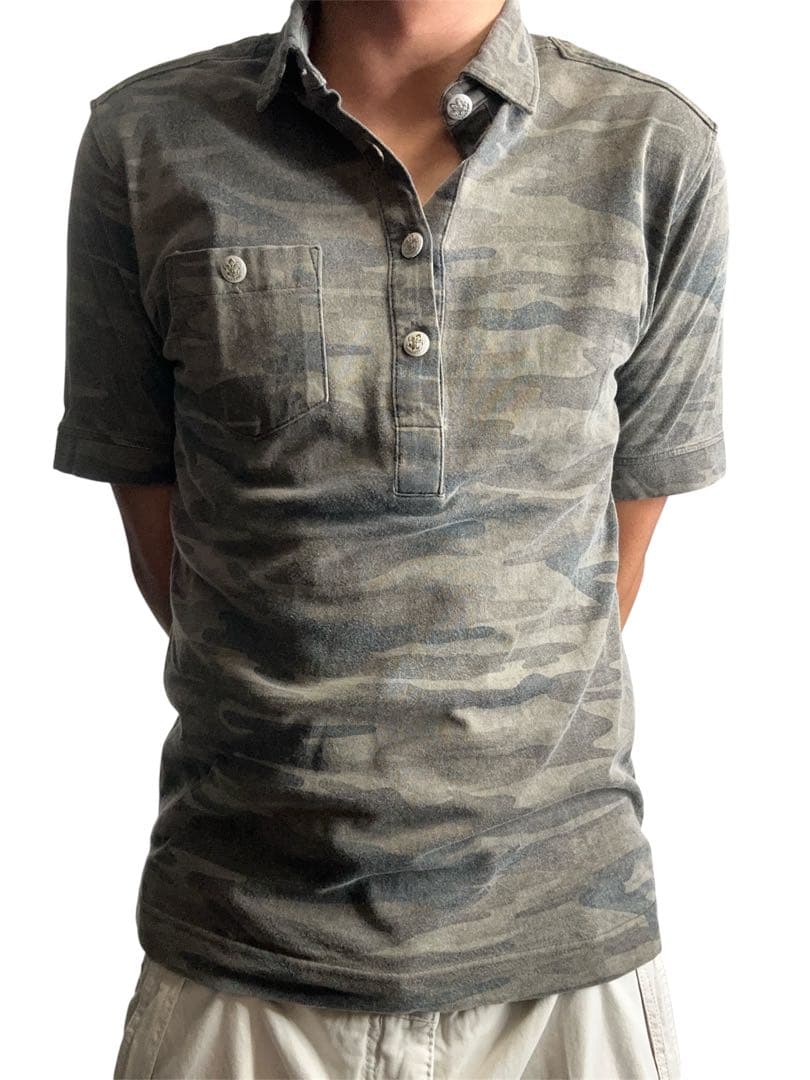 トップス camouflage pattern faded polo shirt