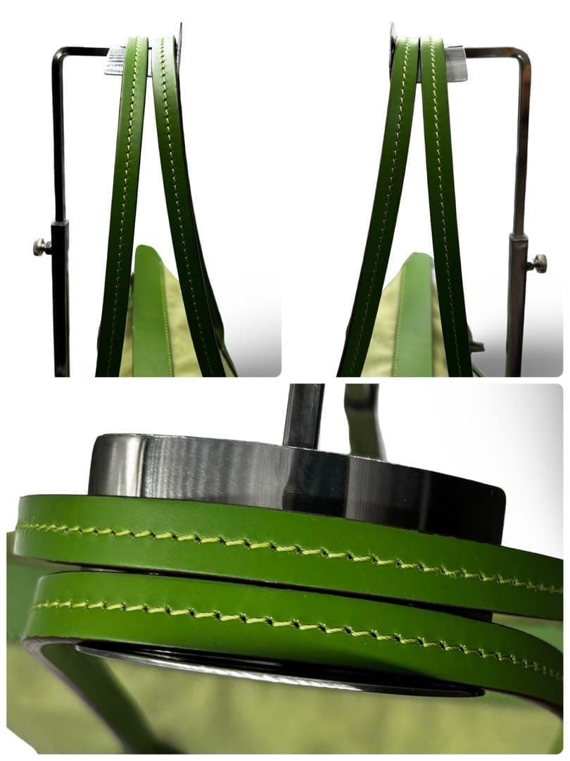 【良品】ロベルタピエリ　トートバッグ　黄緑　ナイロン　レザー　肩掛け　大容量