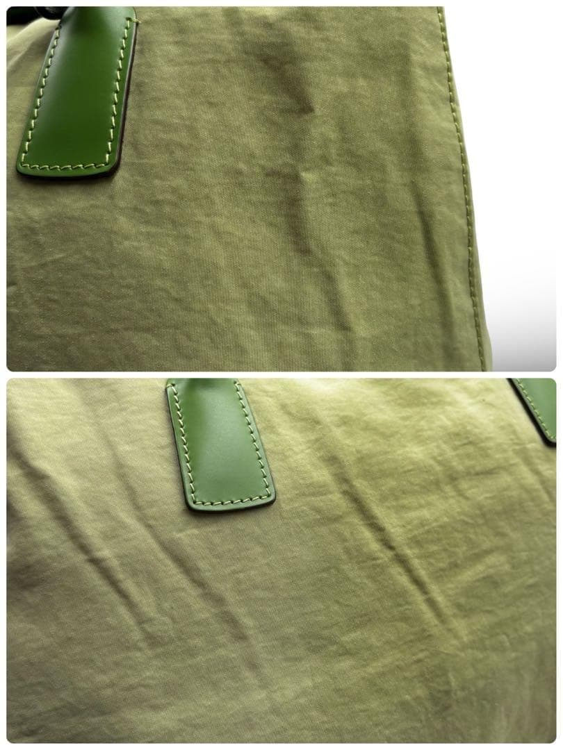 【良品】ロベルタピエリ　トートバッグ　黄緑　ナイロン　レザー　肩掛け　大容量