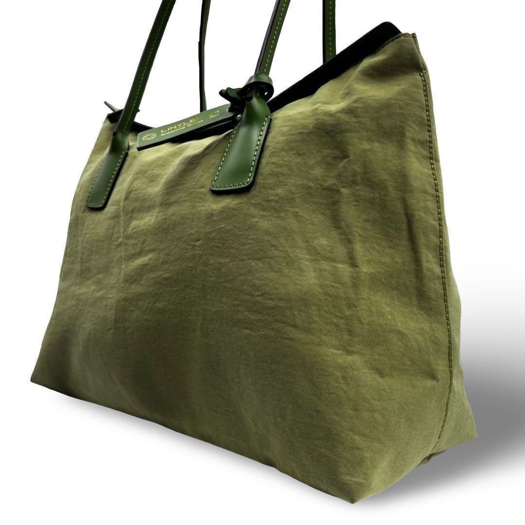 【良品】ロベルタピエリ　トートバッグ　黄緑　ナイロン　レザー　肩掛け　大容量