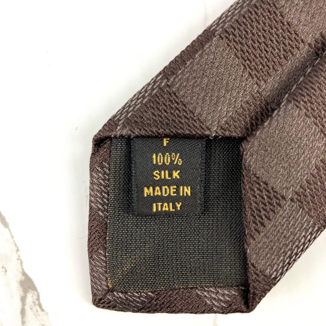 美品　ルイヴィトン　ネクタイ　ダミエ　ロゴ　ソリッド　ジャガード　ダークブラウン